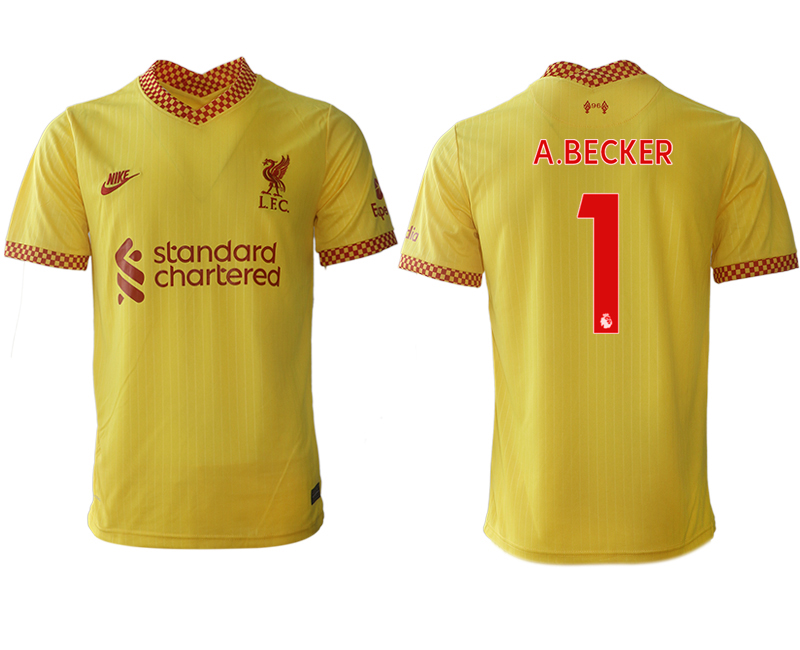 Cheap Men 2021-2022 Club Liverpool Second away aaa version yellow 1 Soccer Jersey